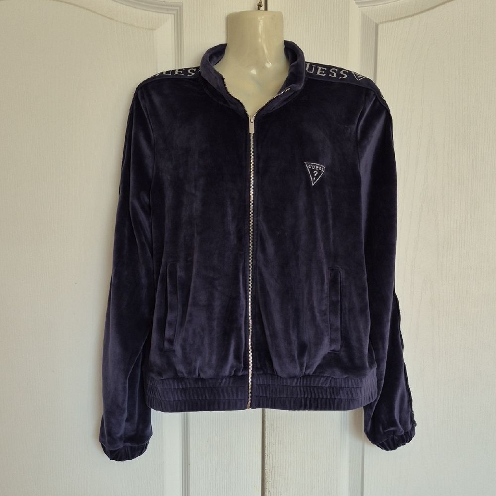 Guess Dark Blue Velour Track Jacket